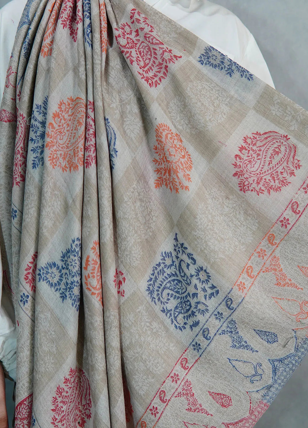 Sanaulla Exclusive Range Pashmina Shawl KPS D-18 Multi 8 - Winter Collection