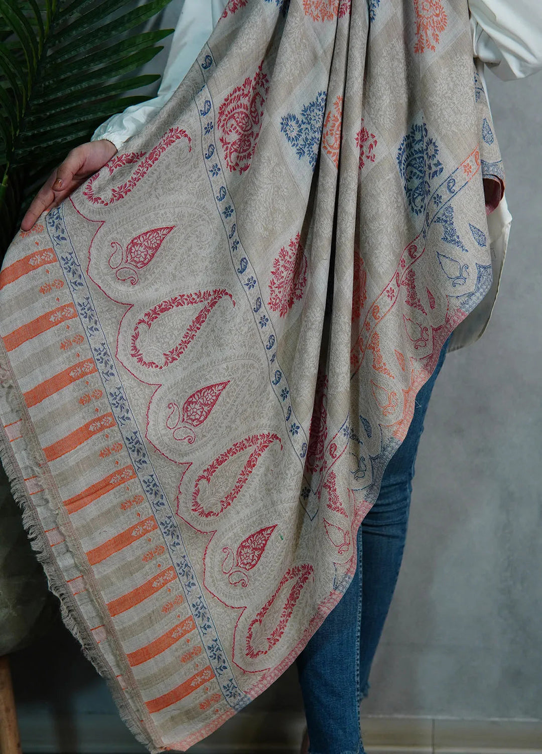 Sanaulla Exclusive Range Pashmina Shawl KPS D-18 Multi 8 - Winter Collection