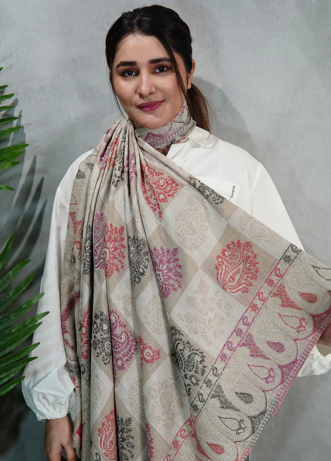 Sanaulla Exclusive Range Pashmina Shawl KPS D-18 Multi 9 - Winter Collection