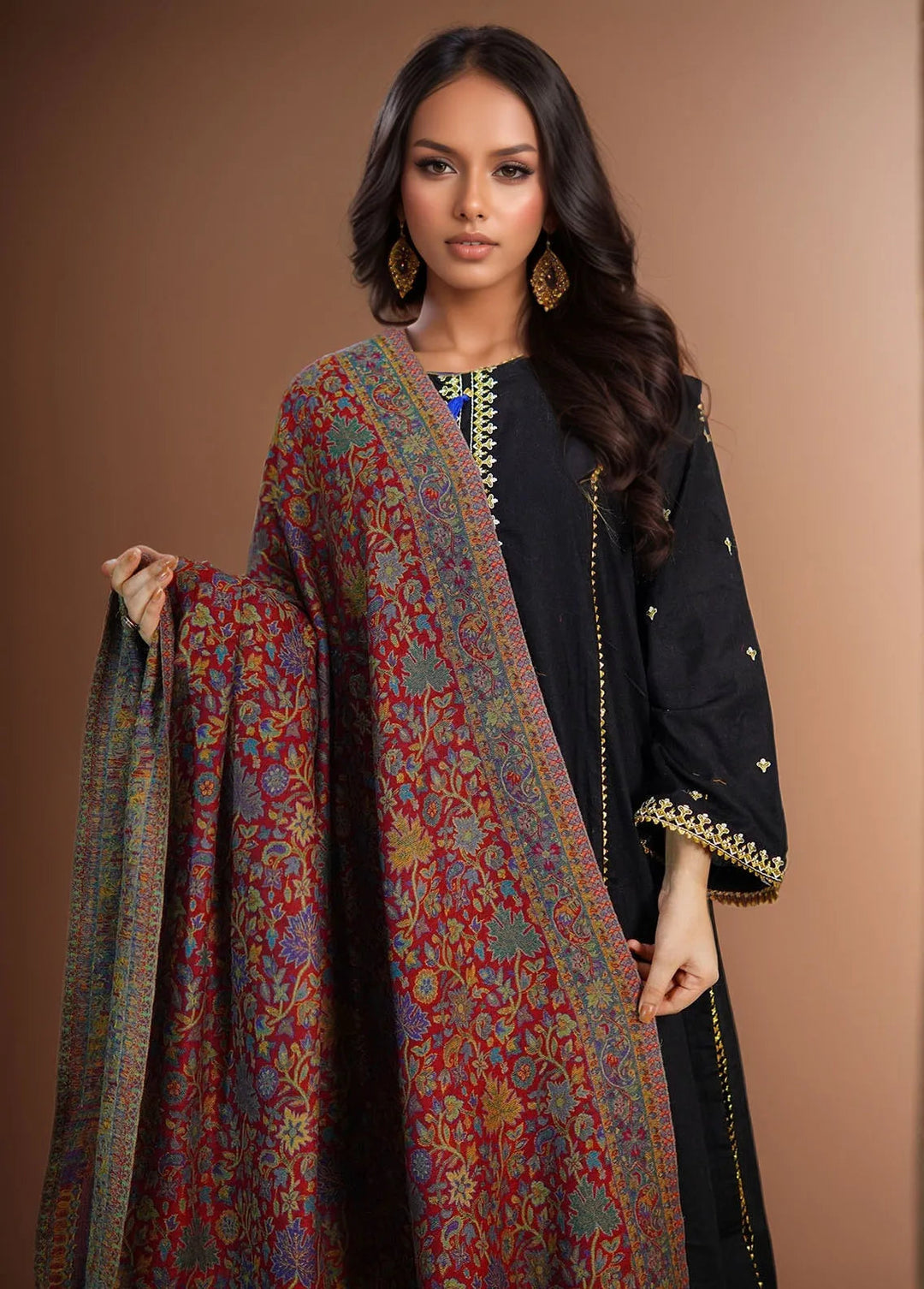 Sanaulla Exclusive Range Pashmina Shawl KPS D-18 Multi - Winter Collection