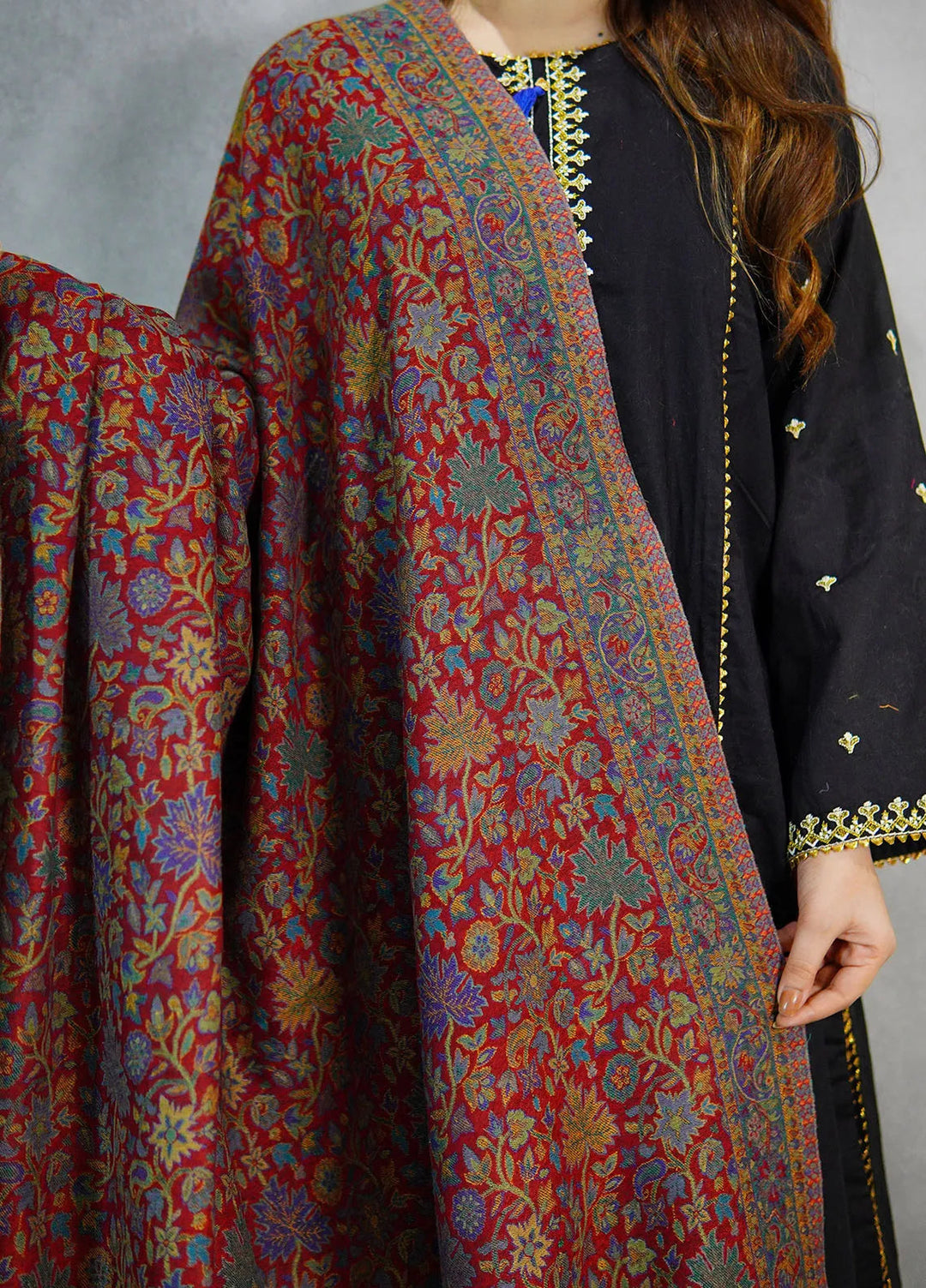 Sanaulla Exclusive Range Pashmina Shawl KPS D-18 Multi - Winter Collection