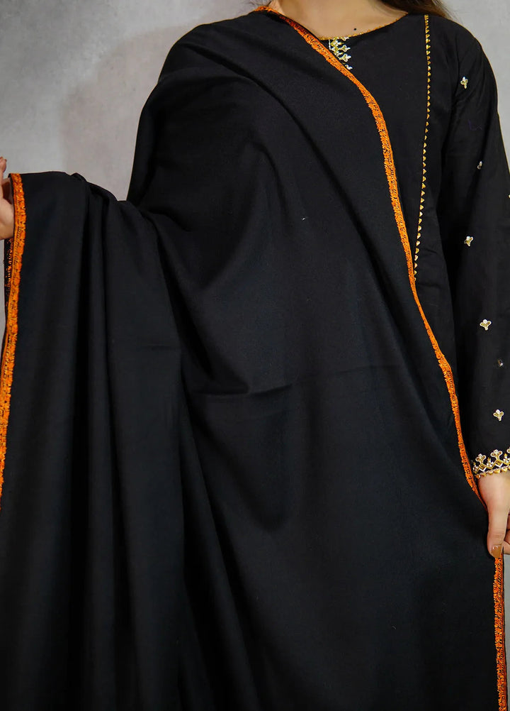 Sanaulla Exclusive Range Pashmina Shawl KPS D-19 Black - Winter Collection