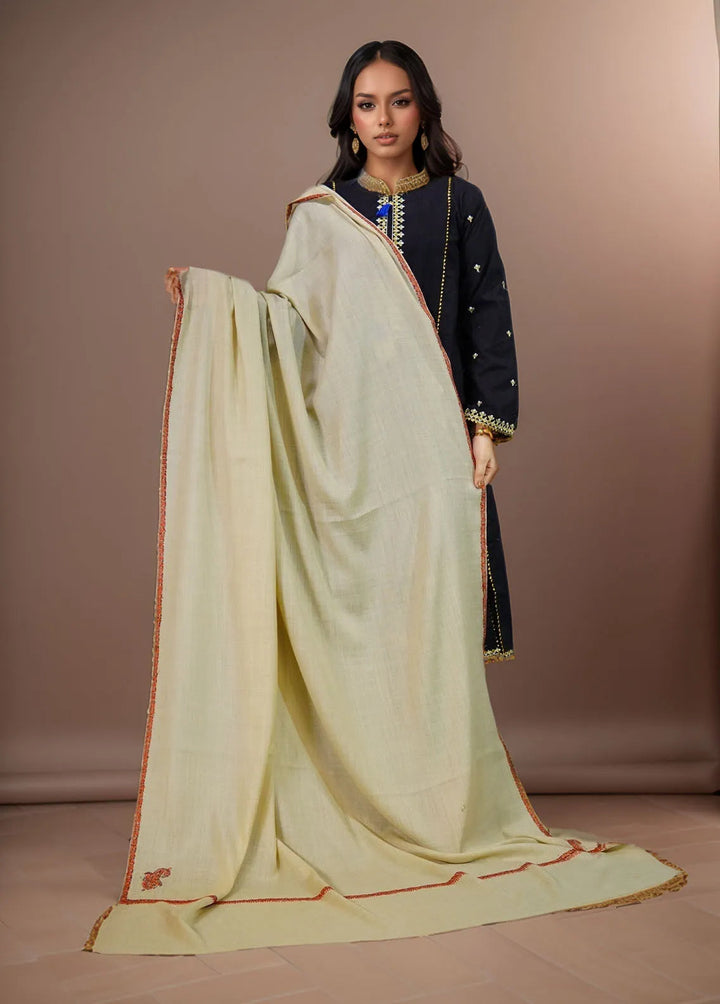 Sanaulla Exclusive Range Pashmina Shawl KPS D-19 Cream - Winter Collection