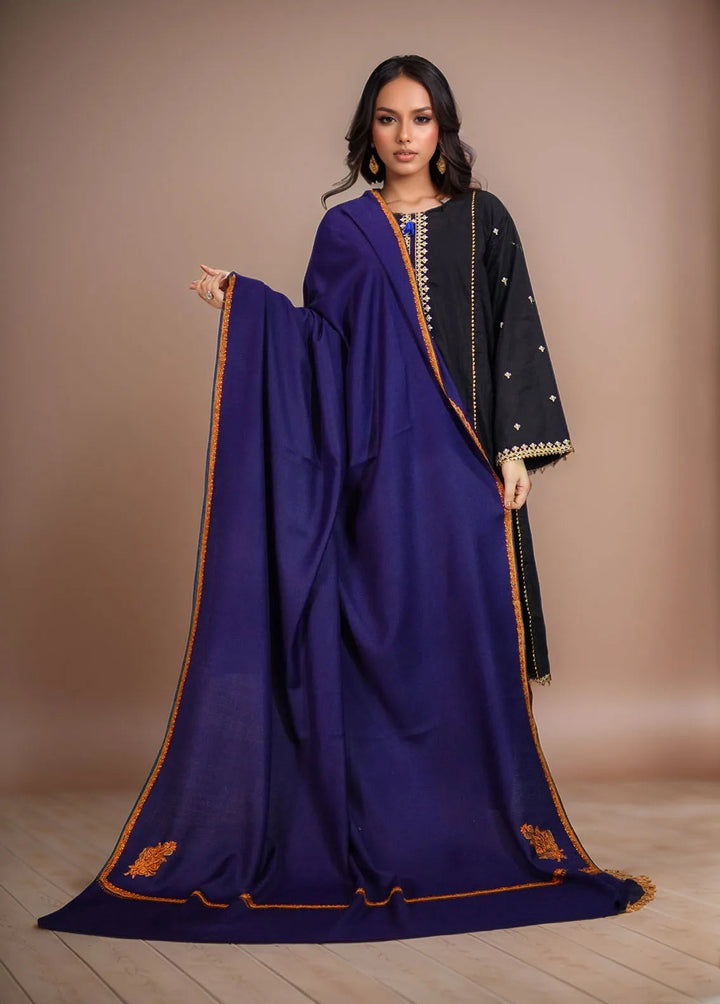 Sanaulla Exclusive Range Pashmina Shawl KPS D-19 Navy Blue 1 - Winter Collection