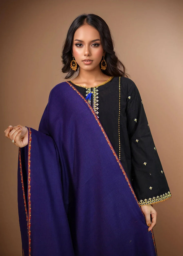 Sanaulla Exclusive Range Pashmina Shawl KPS D-19 Navy Blue 2 - Winter Collection