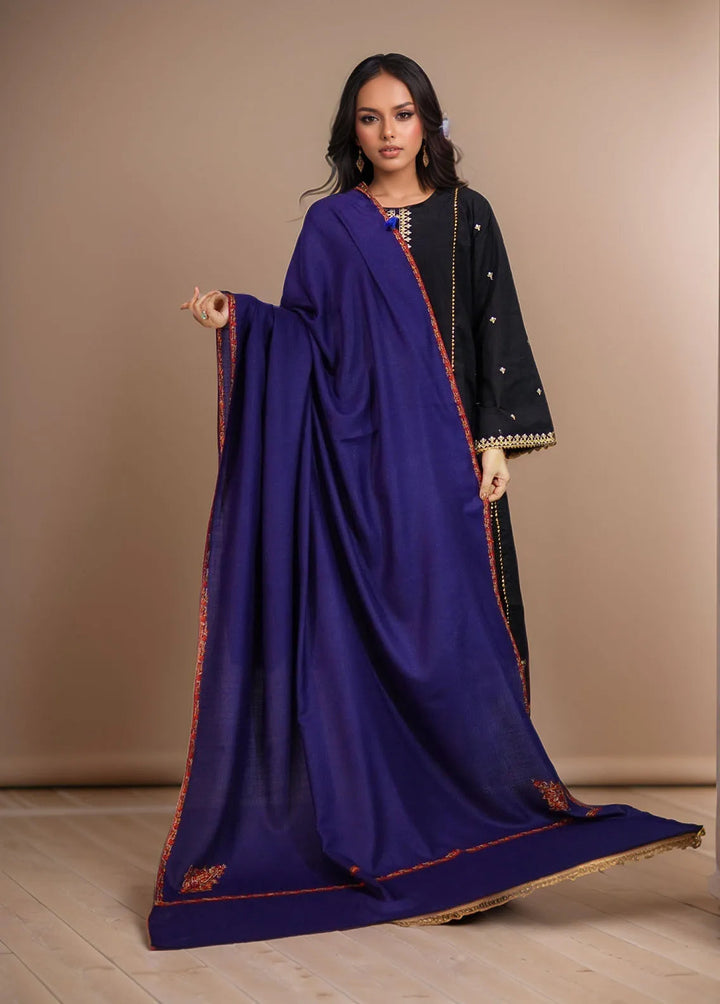Sanaulla Exclusive Range Pashmina Shawl KPS D-19 Navy Blue - Winter Collection