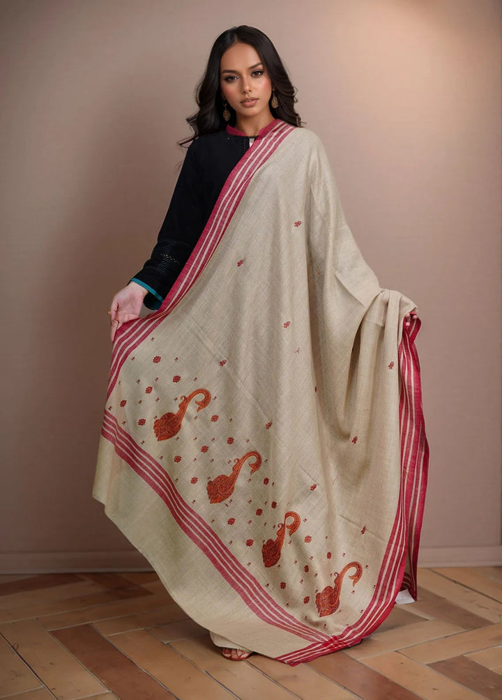 Sanaulla Exclusive Range Pashmina Shawl KPS D-2 Beige - Winter Collection