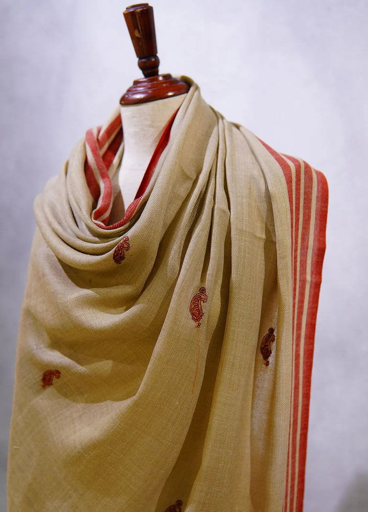 Sanaulla Exclusive Range Pashmina Shawl KPS D-2 Light Brown 2 - Winter Collection