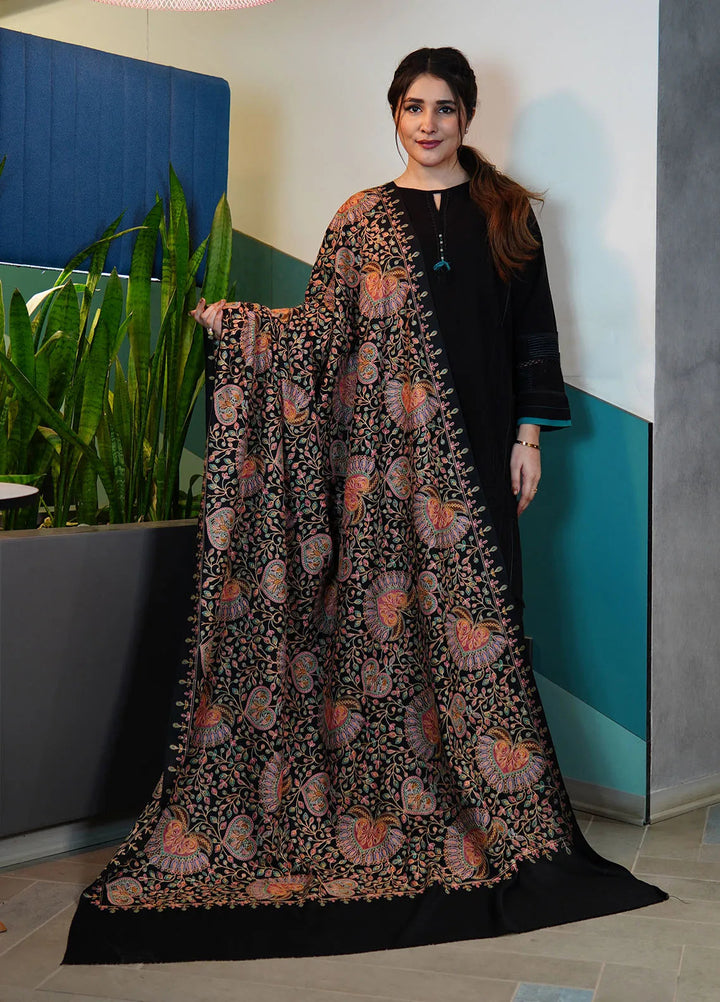 Sanaulla Exclusive Range Pashmina Shawl KPS D-20 Black - Winter Collection