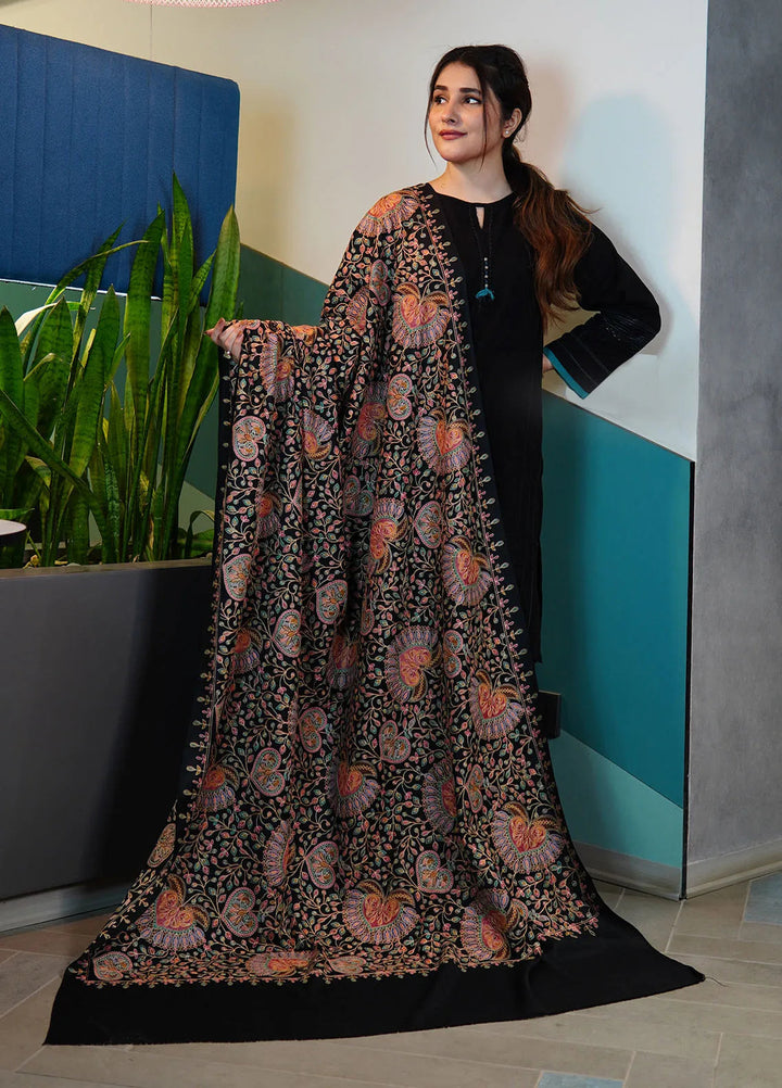 Sanaulla Exclusive Range Pashmina Shawl KPS D-20 Black - Winter Collection