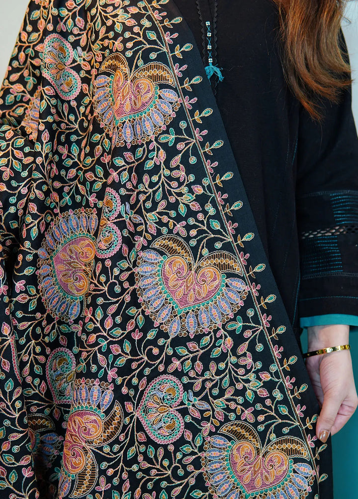 Sanaulla Exclusive Range Pashmina Shawl KPS D-20 Black - Winter Collection