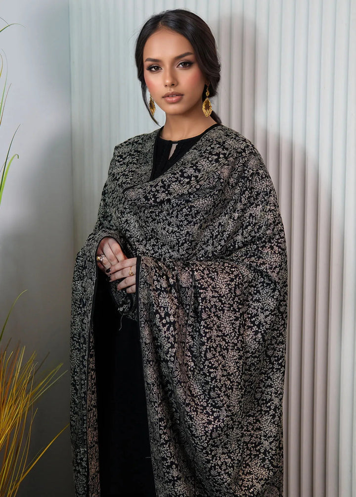 Sanaulla Exclusive Range Pashmina Shawl KPS D-21 Black 1 - Winter Collection