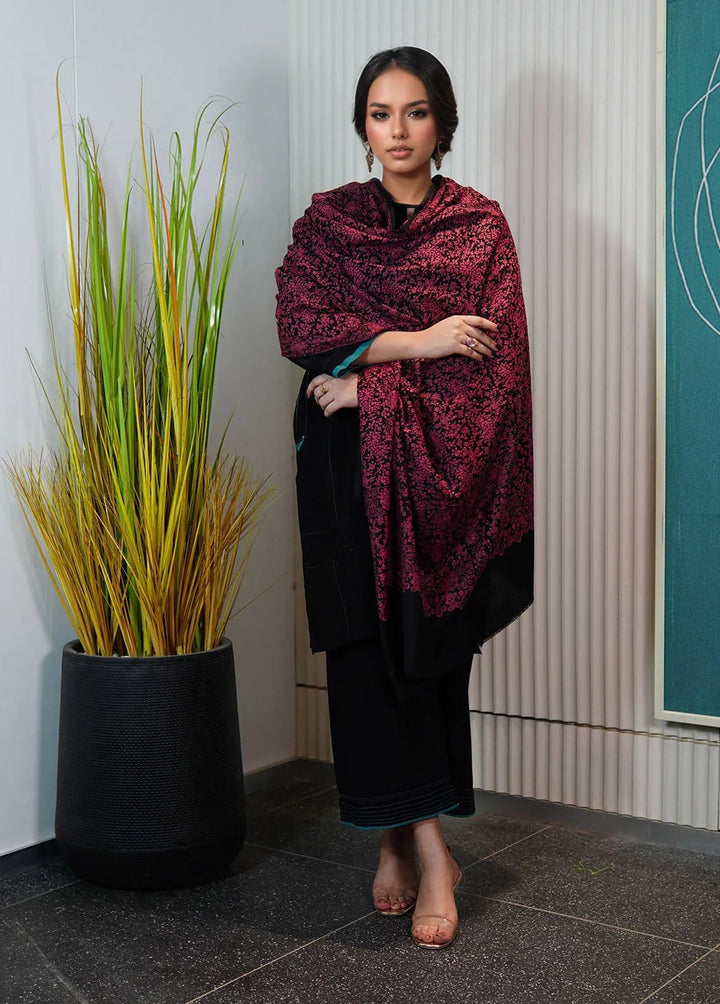 Sanaulla Exclusive Range Pashmina Shawl KPS D-21 Black - Winter Collection