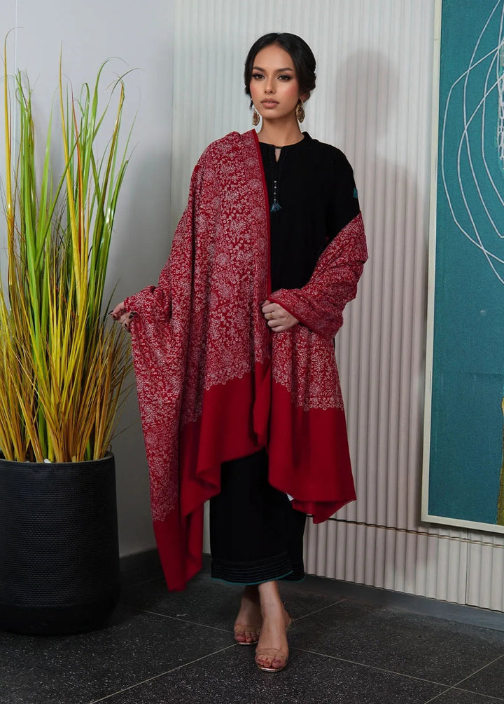 Sanaulla Exclusive Range Pashmina Shawl KPS D-21 Mehroon - Winter Collection