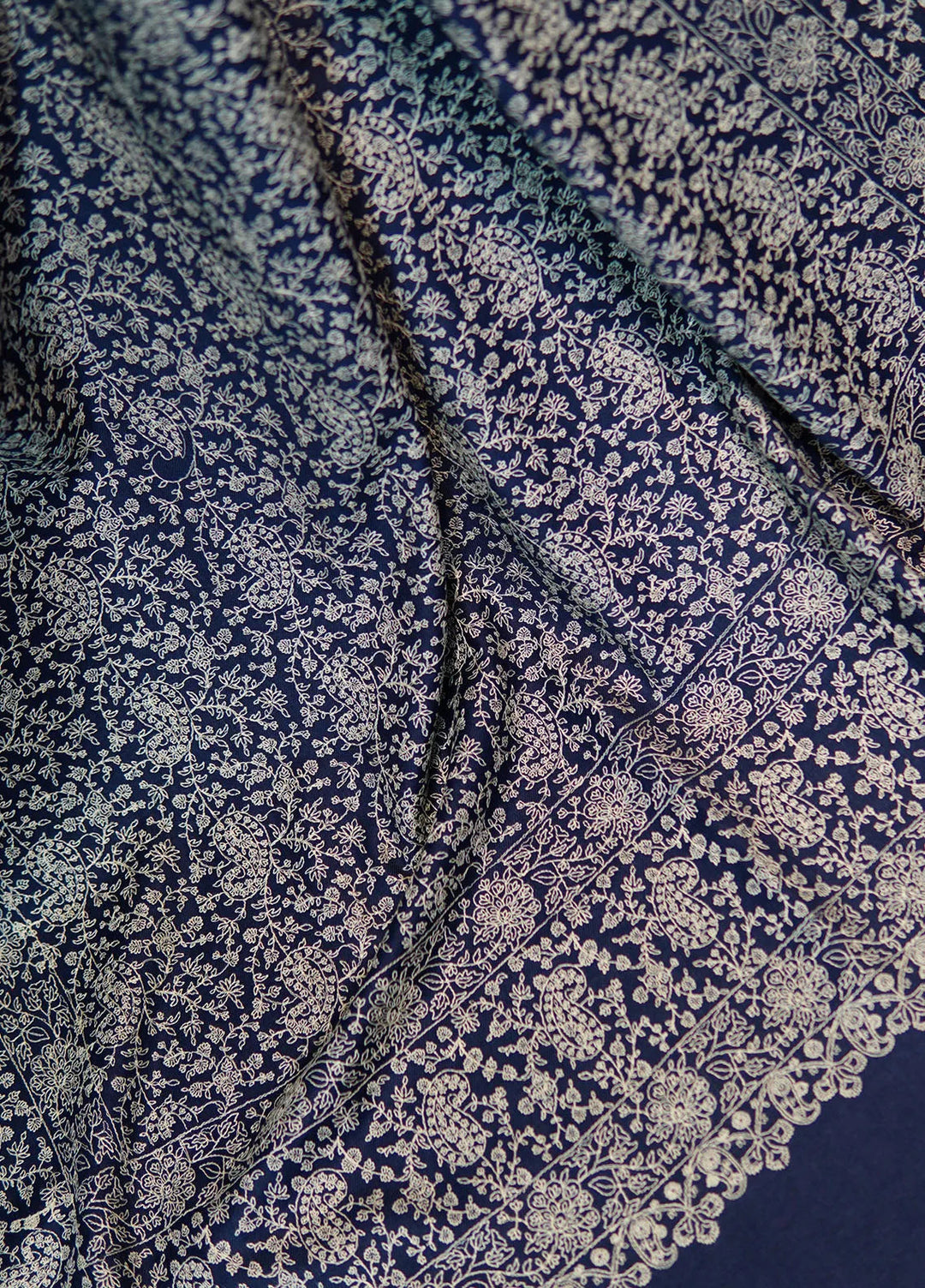 Sanaulla Exclusive Range Pashmina Shawl KPS D-21 Navy Blue - Winter Collection