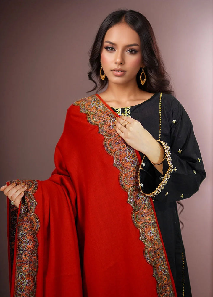 Sanaulla Exclusive Range Pashmina Shawl KPS D-25 Mehroon 1 - Winter Collection