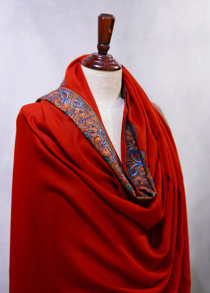 Sanaulla Exclusive Range Pashmina Shawl KPS D-25 Mehroon - Winter Collection