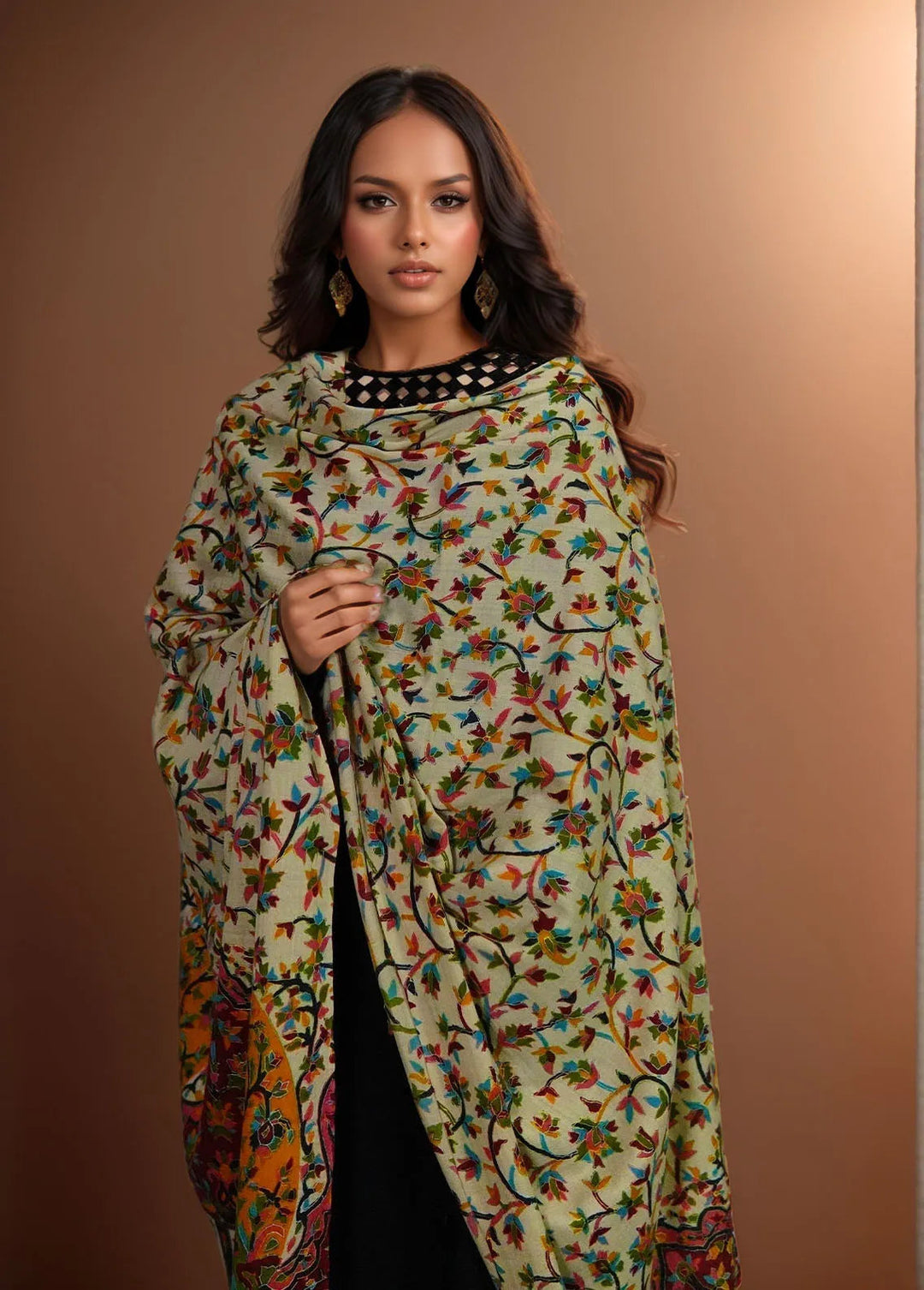 Sanaulla Exclusive Range Pashmina Shawl KPS D-27 Multi 10 - Winter Collection