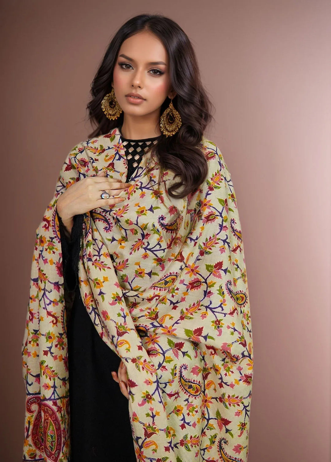 Sanaulla Exclusive Range Pashmina Shawl KPS D-27 Multi 4 - Winter Collection