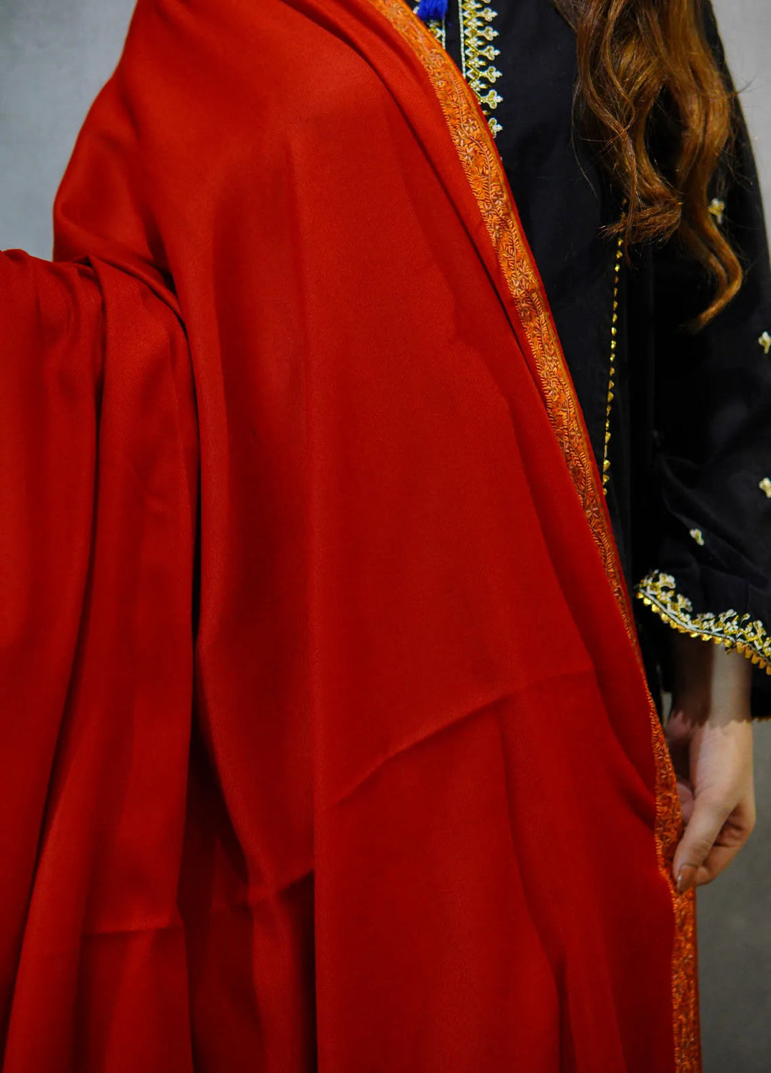 Sanaulla Exclusive Range Pashmina Shawl KPS D-28 Mehroon 1 - Winter Collection