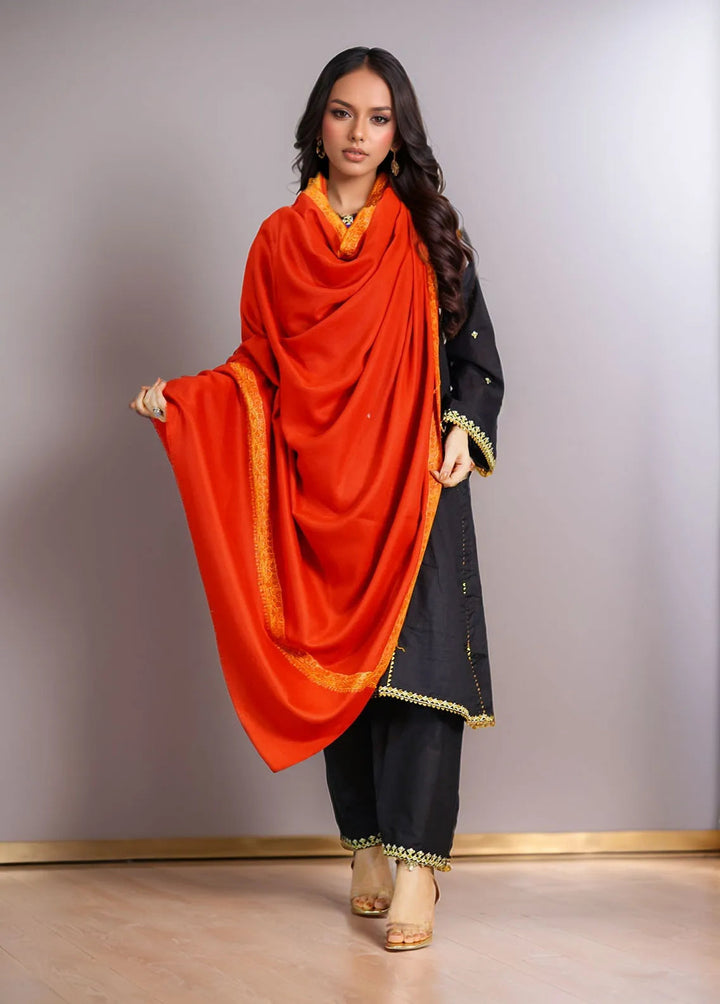 Sanaulla Exclusive Range Pashmina Shawl KPS D-28 Mehroon 3 - Winter Collection