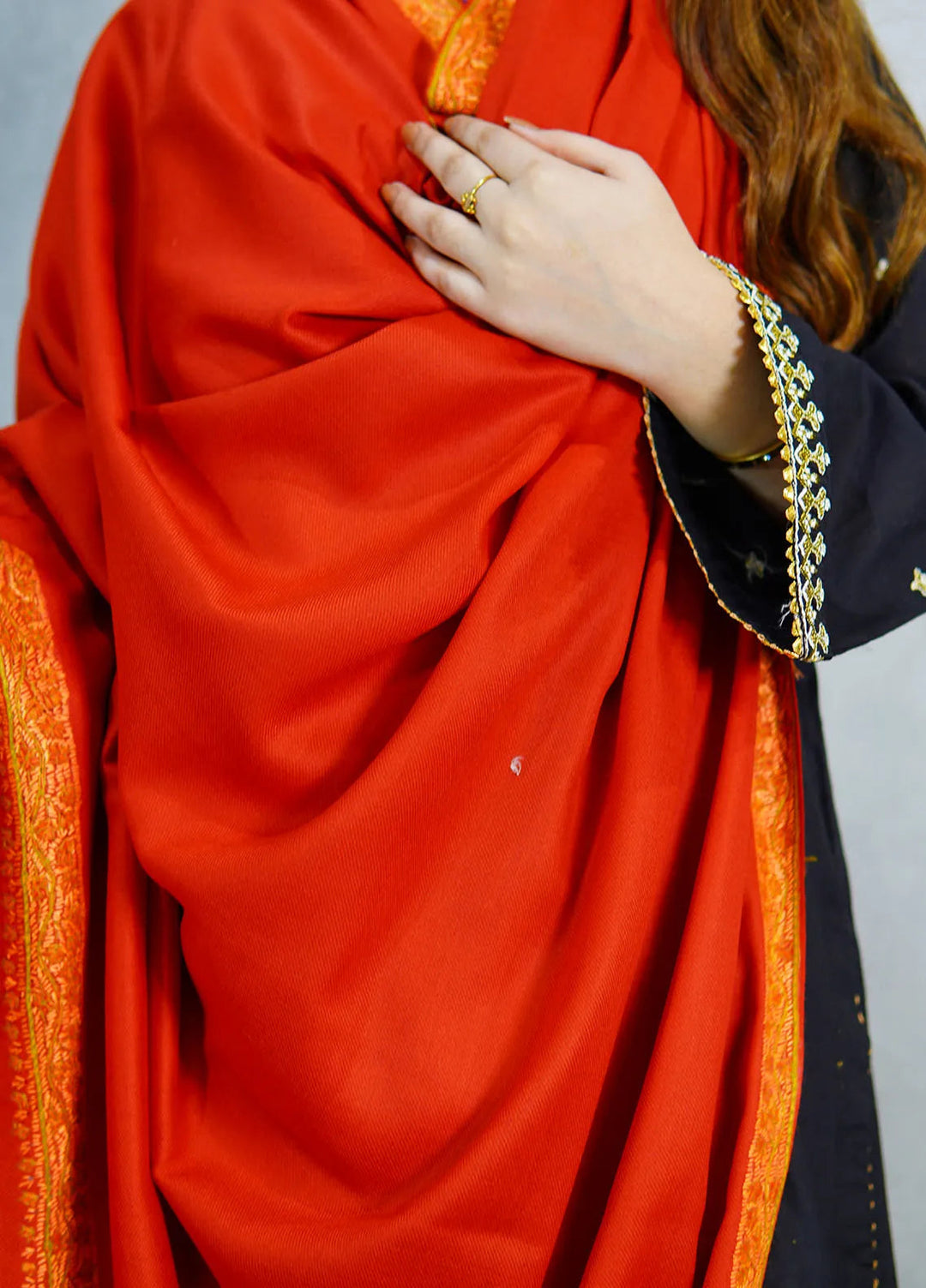 Sanaulla Exclusive Range Pashmina Shawl KPS D-28 Mehroon 3 - Winter Collection
