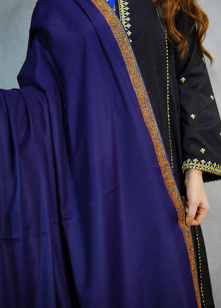 Sanaulla Exclusive Range Pashmina Shawl KPS D-28 Navy Blue 1 - Winter Collection