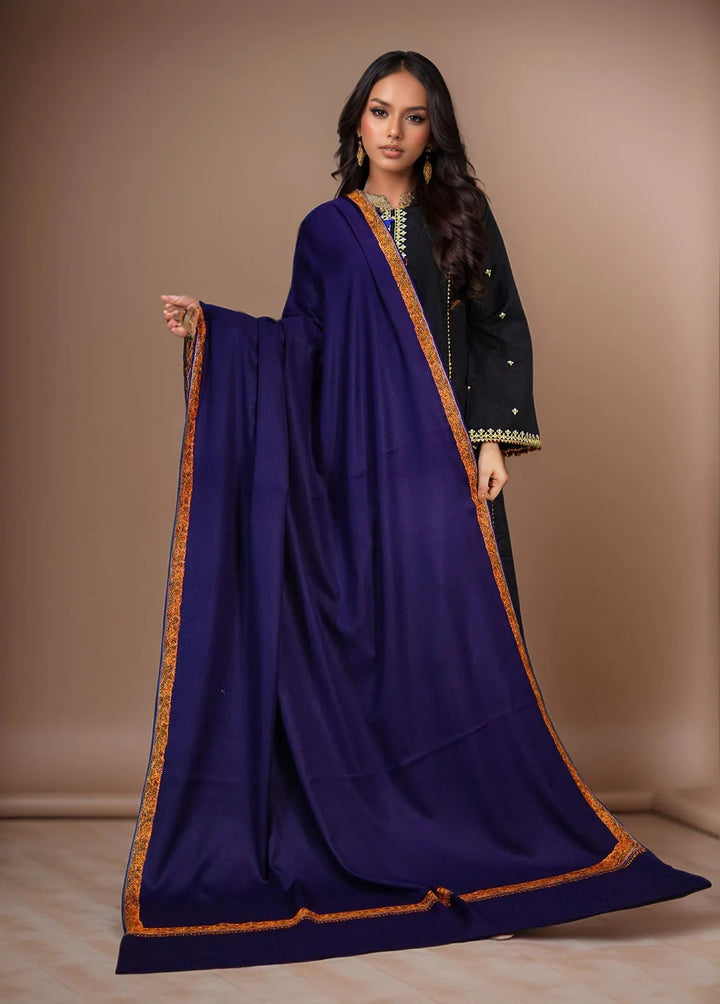 Sanaulla Exclusive Range Pashmina Shawl KPS D-28 Navy Blue 2 - Winter Collection