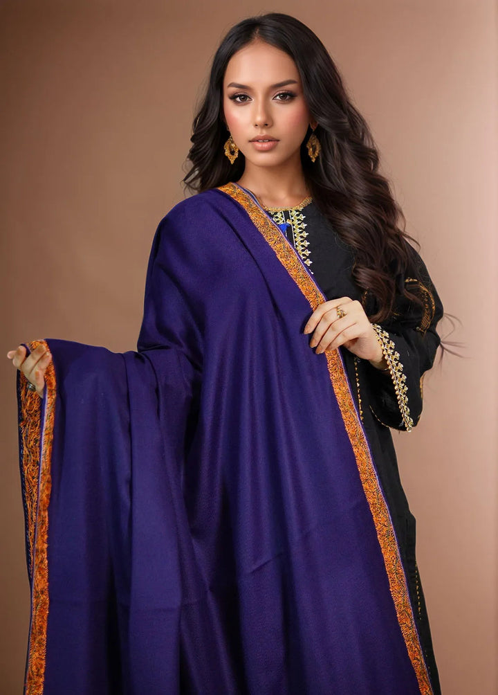 Sanaulla Exclusive Range Pashmina Shawl KPS D-28 Navy Blue 2 - Winter Collection
