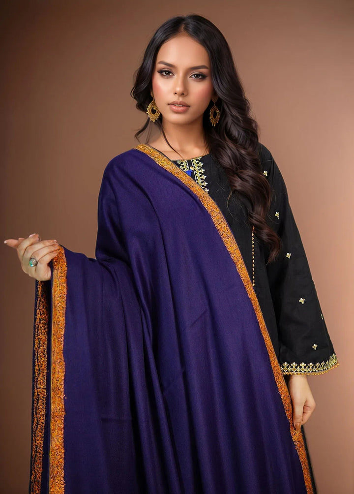 Sanaulla Exclusive Range Pashmina Shawl KPS D-28 Navy Blue 3 - Winter Collection
