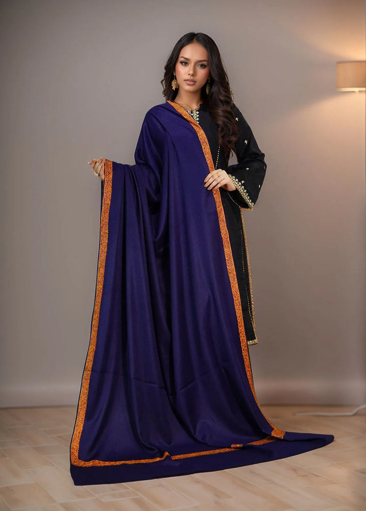 Sanaulla Exclusive Range Pashmina Shawl KPS D-28 Navy Blue - Winter Collection