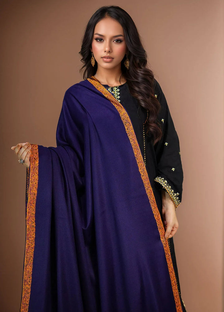 Sanaulla Exclusive Range Pashmina Shawl KPS D-28 Navy Blue - Winter Collection
