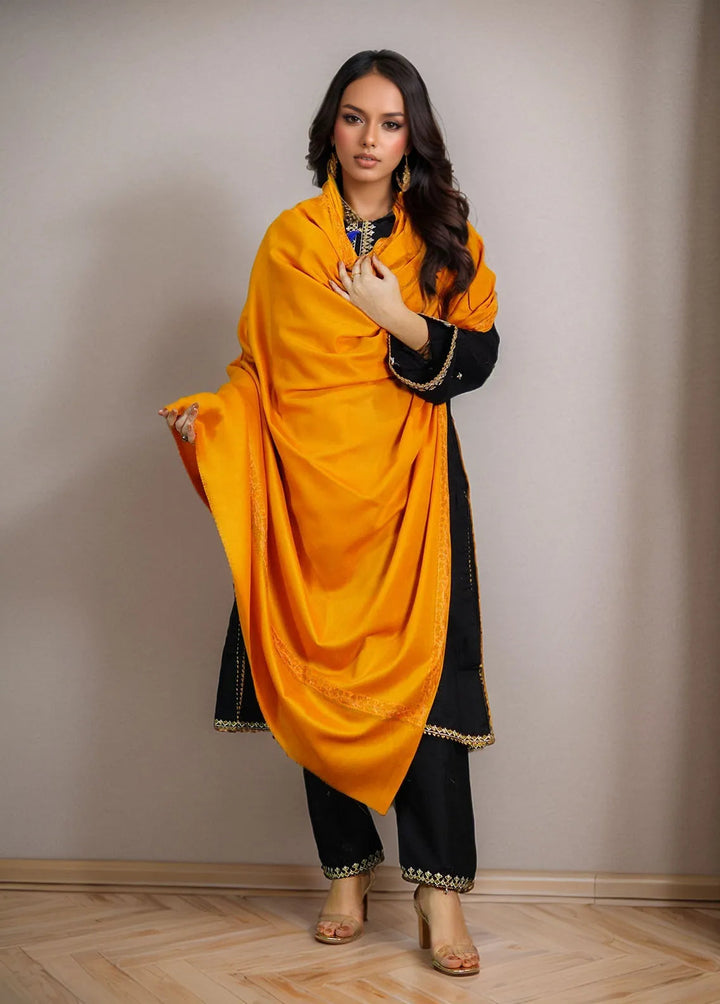 Sanaulla Exclusive Range Pashmina Shawl KPS D-28 Yellow 1 - Winter Collection