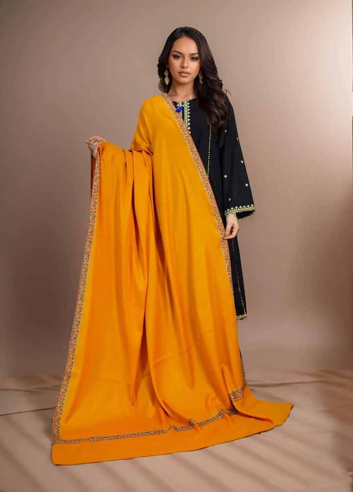 Sanaulla Exclusive Range Pashmina Shawl KPS D-28 Yellow - Winter Collection