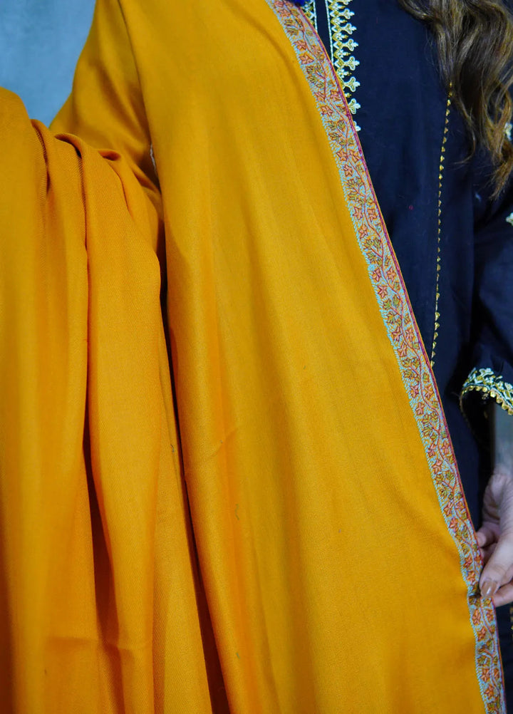 Sanaulla Exclusive Range Pashmina Shawl KPS D-28 Yellow - Winter Collection