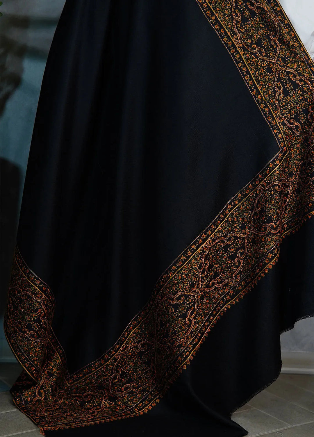 Sanaulla Exclusive Range Pashmina Shawl KPS D-33 Black 1 - Winter Collection