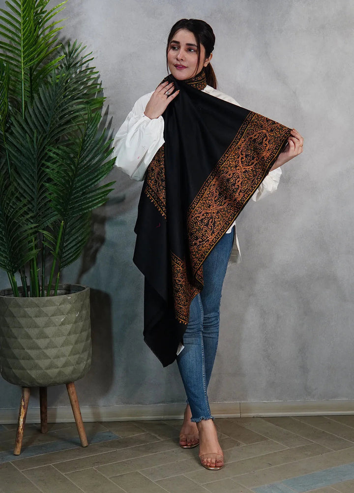 Sanaulla Exclusive Range Pashmina Shawl KPS D-33 Black 2 - Winter Collection