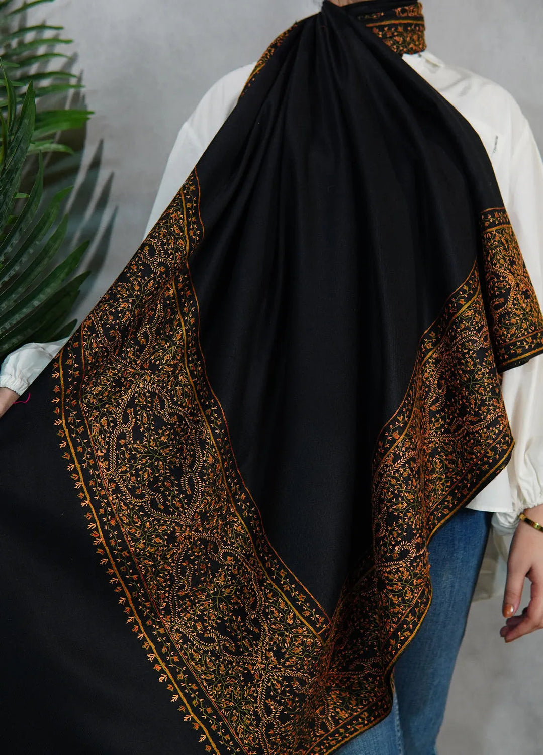 Sanaulla Exclusive Range Pashmina Shawl KPS D-33 Black 2 - Winter Collection