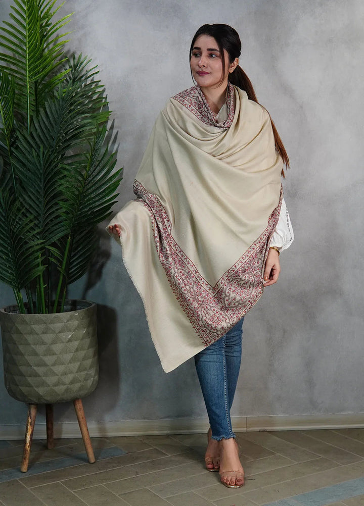 Sanaulla Exclusive Range Pashmina Shawl KPS D-33 Fawn - Winter Collection