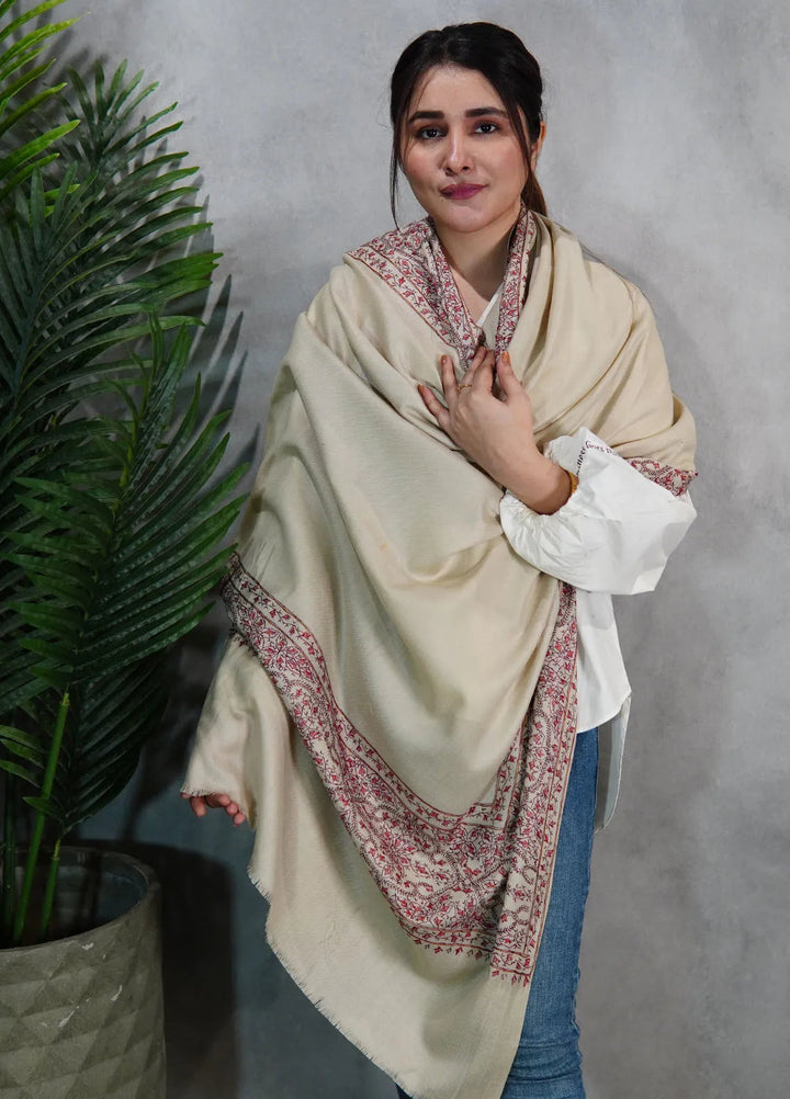 Sanaulla Exclusive Range Pashmina Shawl KPS D-33 Fawn - Winter Collection