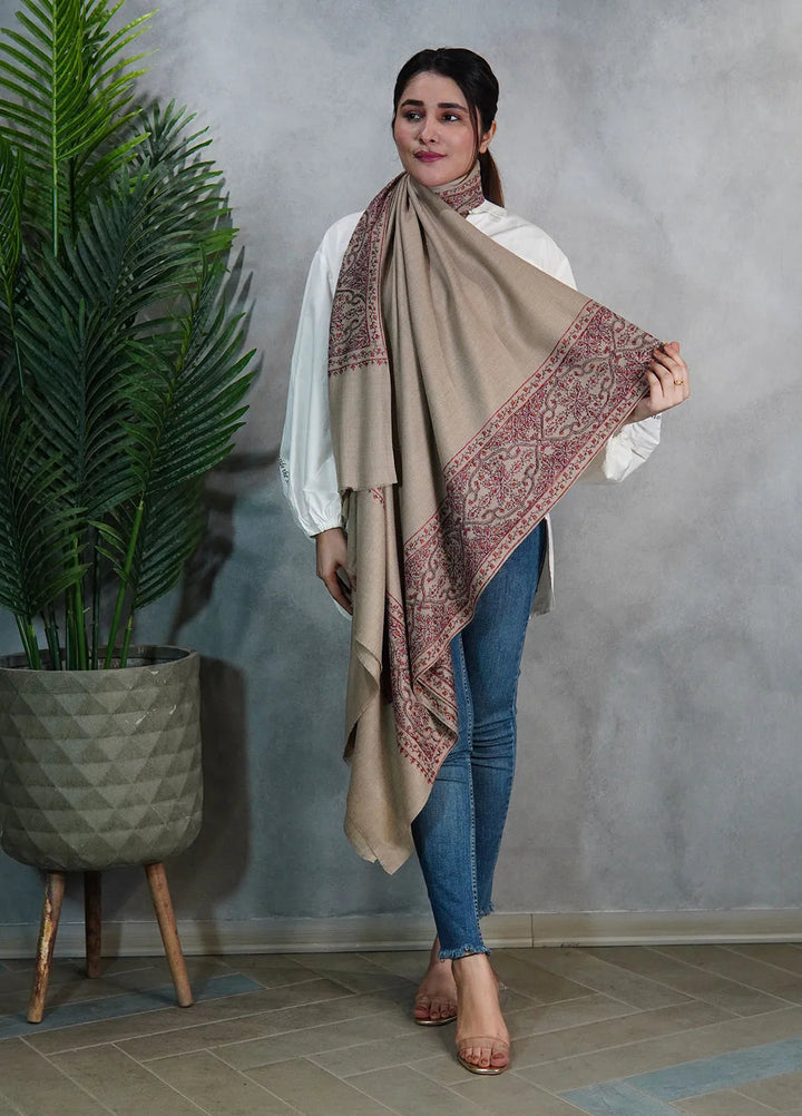 Sanaulla Exclusive Range Pashmina Shawl KPS D-33 Light Brown - Winter Collection