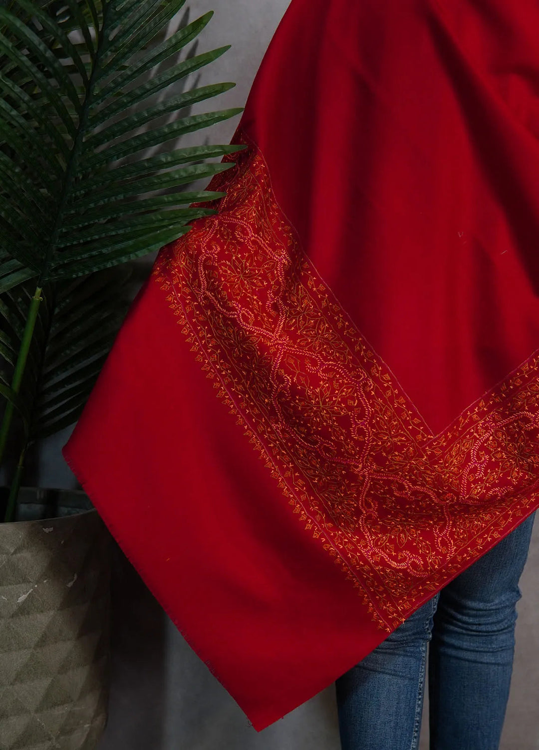 Sanaulla Exclusive Range Pashmina Shawl KPS D-33 Mehroon 1 - Winter Collection