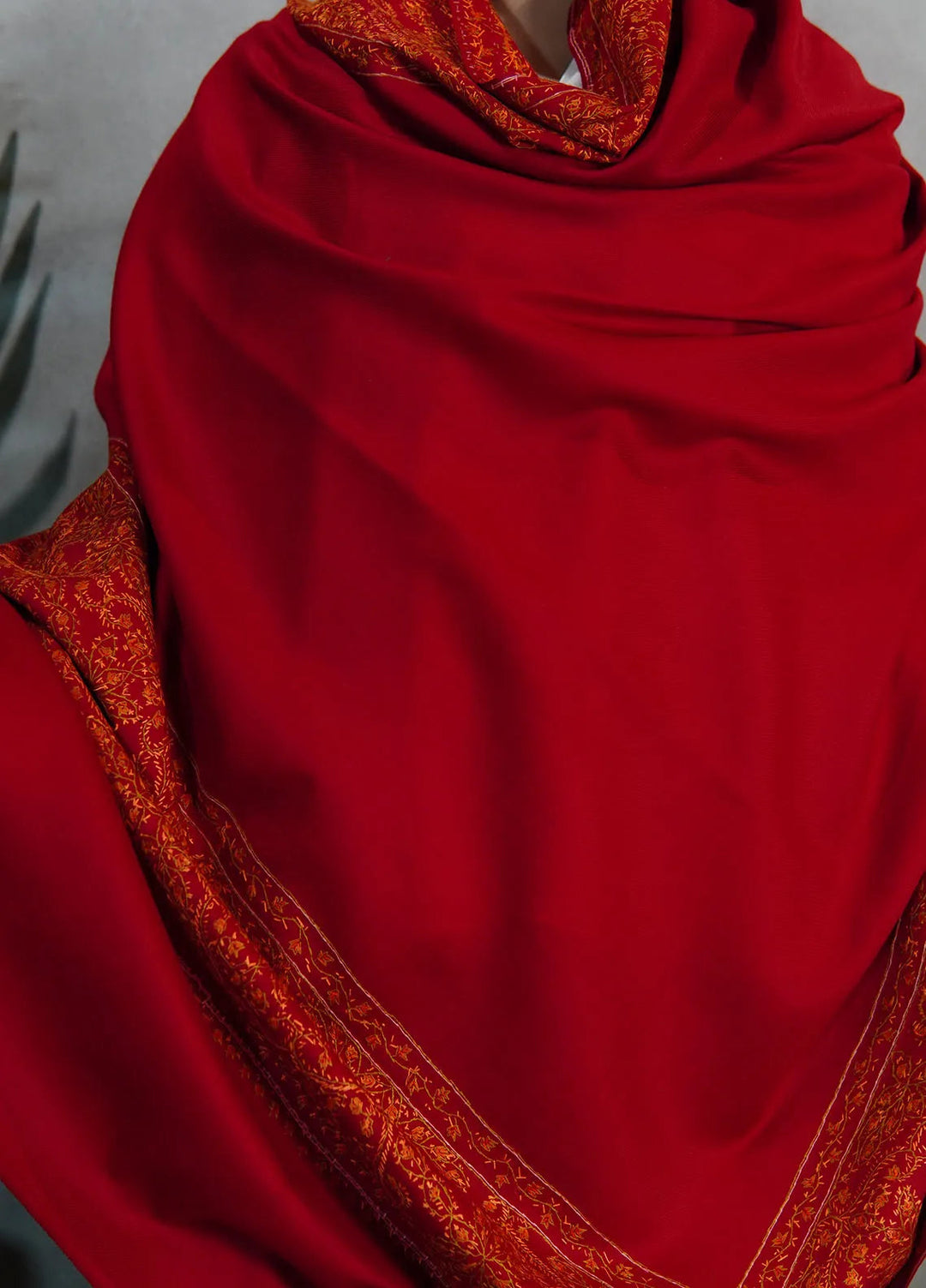 Sanaulla Exclusive Range Pashmina Shawl KPS D-33 Mehroon - Winter Collection