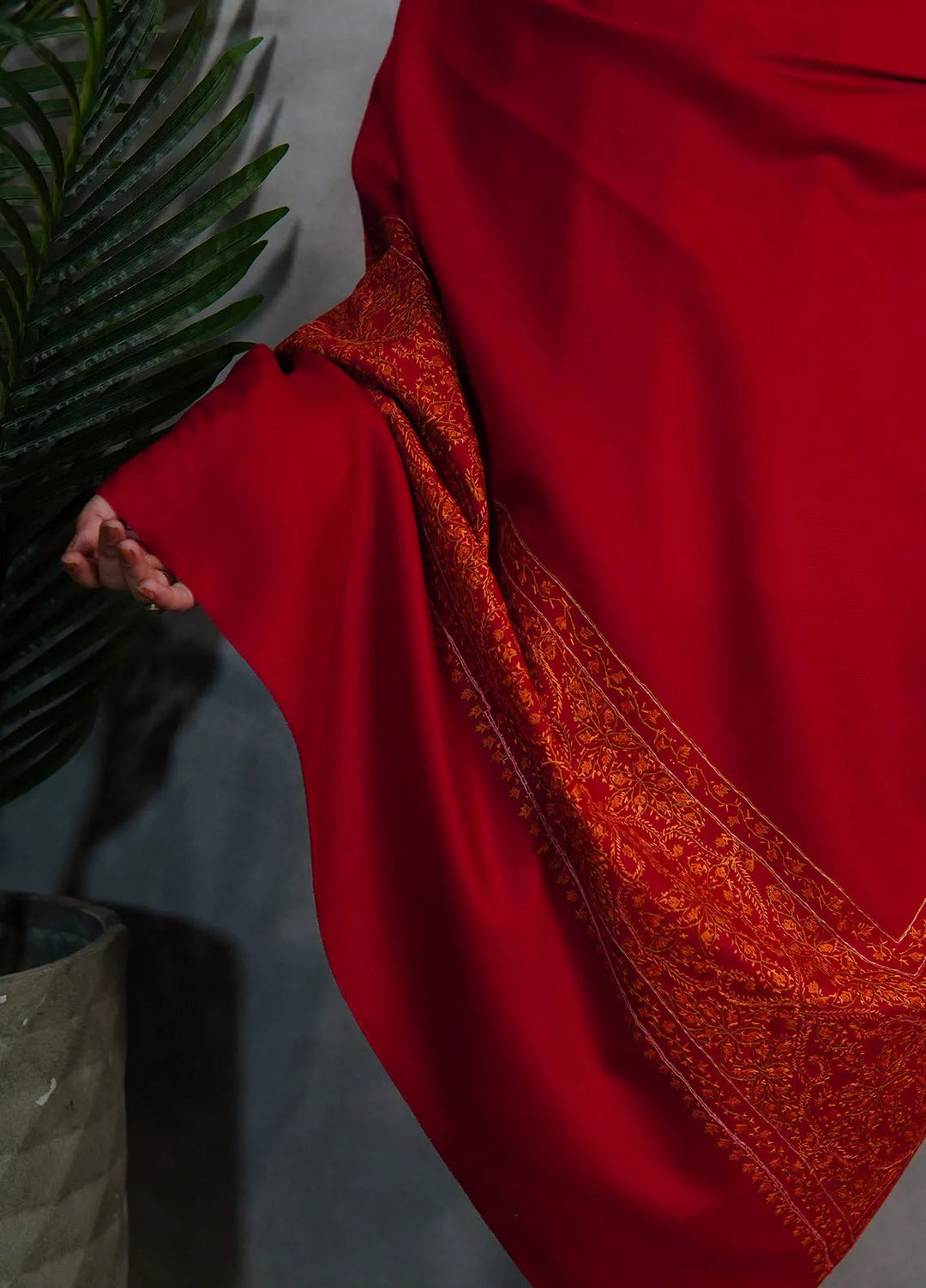 Sanaulla Exclusive Range Pashmina Shawl KPS D-33 Mehroon - Winter Collection