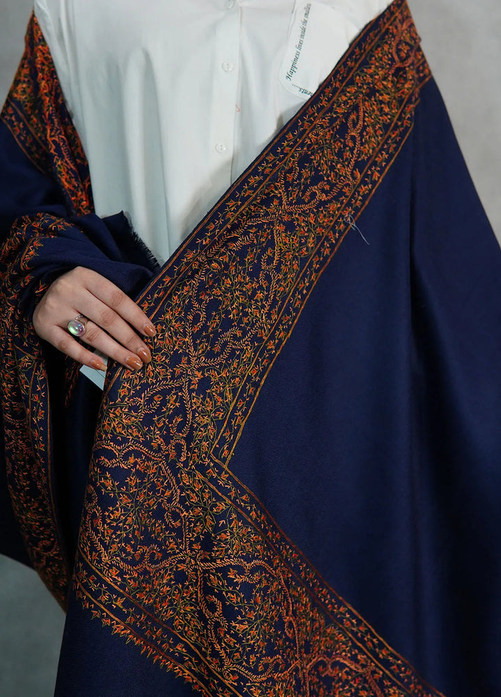 Sanaulla Exclusive Range Pashmina Shawl KPS D-33 Navy Blue 1 - Winter Collection