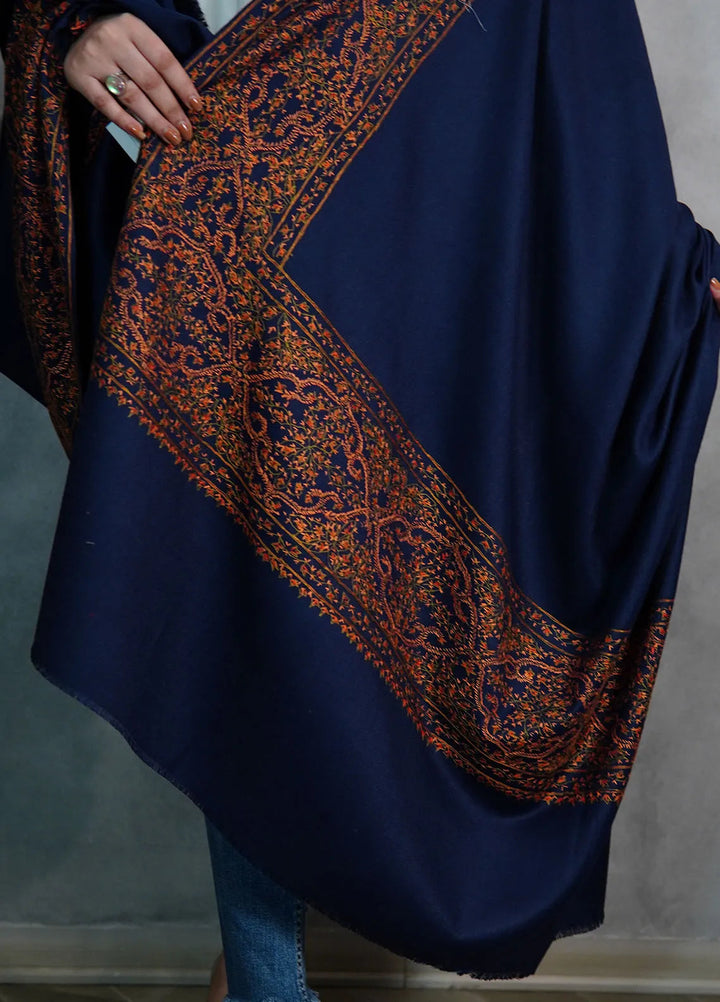 Sanaulla Exclusive Range Pashmina Shawl KPS D-33 Navy Blue 1 - Winter Collection