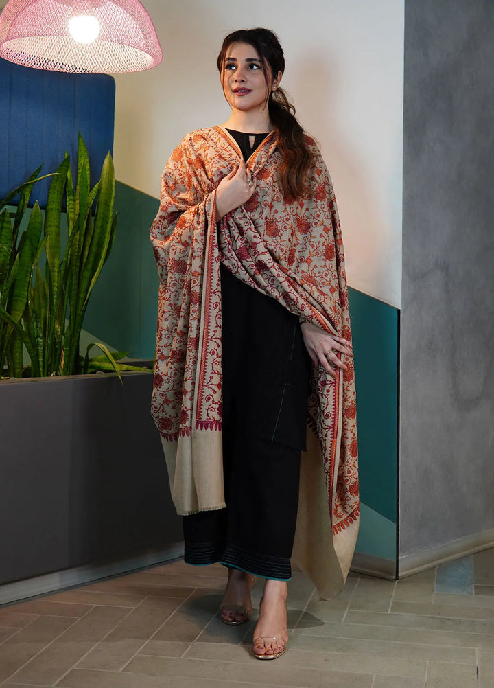 Sanaulla Exclusive Range Pashmina Shawl KPS D-34 Light Brown - Winter Collection