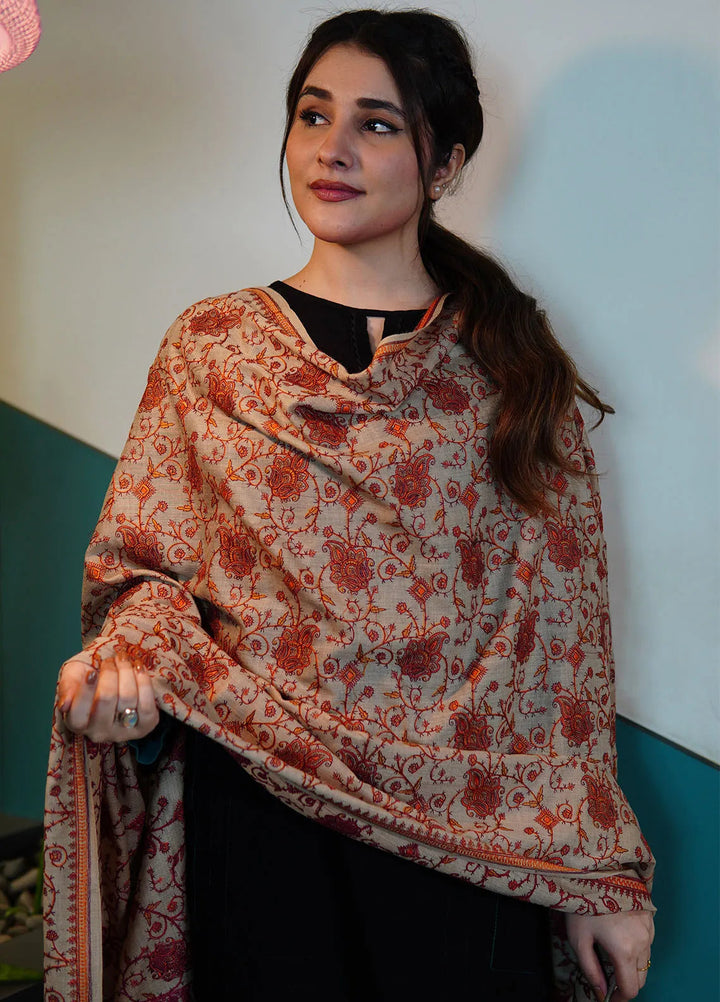 Sanaulla Exclusive Range Pashmina Shawl KPS D-34 Light Brown - Winter Collection