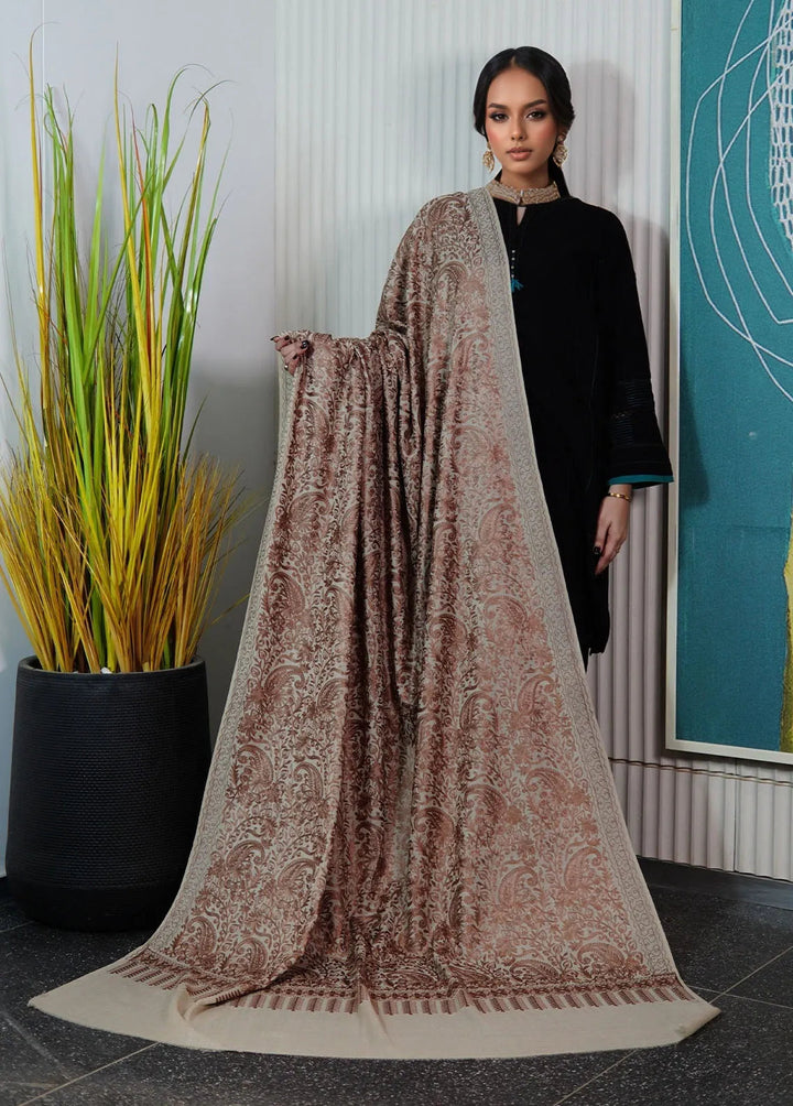 Sanaulla Exclusive Range Pashmina Shawl KPS D-35 Fawn - Winter Collection