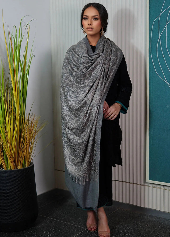 Sanaulla Exclusive Range Pashmina Shawl KPS D-35 Grey - Winter Collection